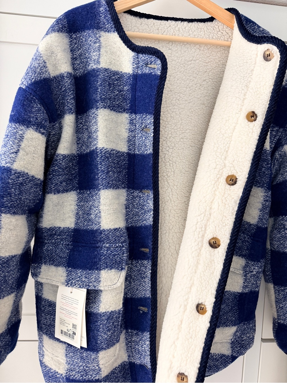 Sezane Blue & White Farel Jacket - Picture 2 of 4